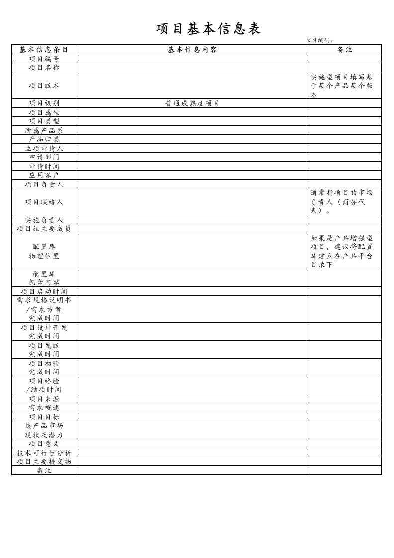 05项目编号项目名称项目基本信息表