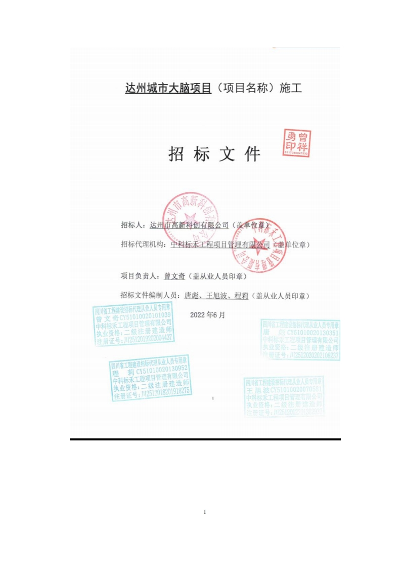 1.74亿四川达州城市大脑招标文件（定稿）