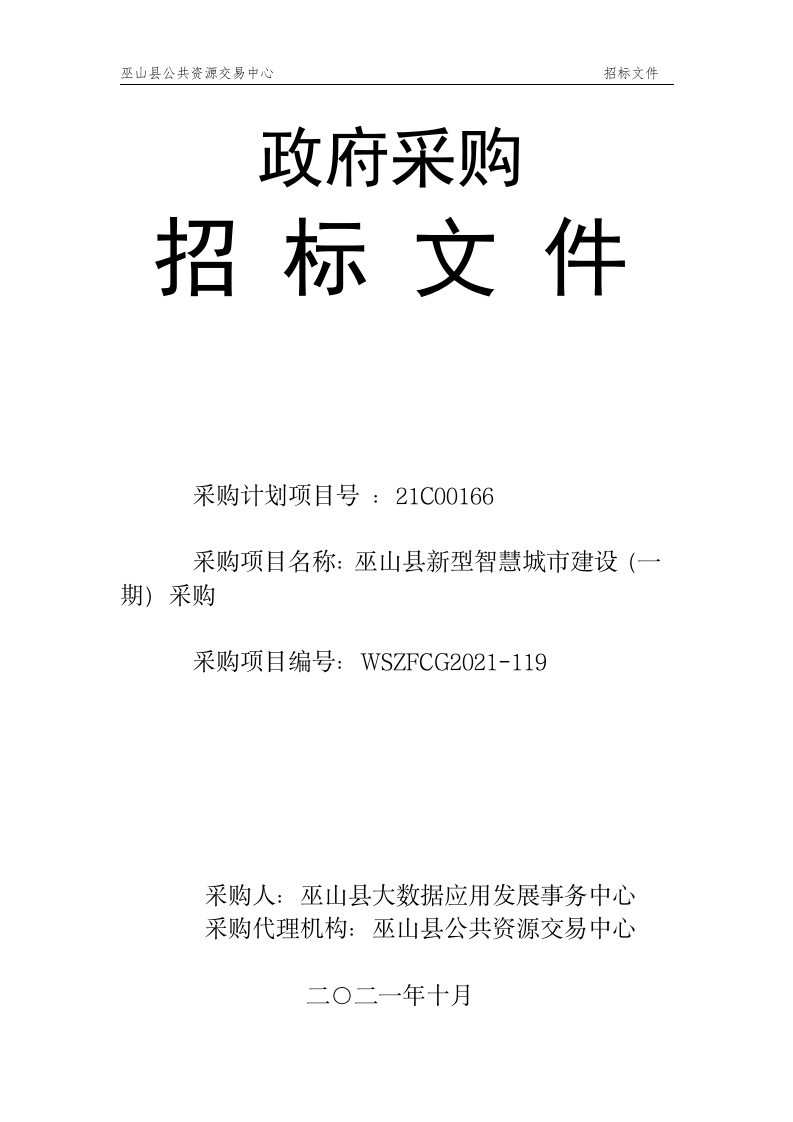 1600万-巫山县新型智慧城市建设（一期）