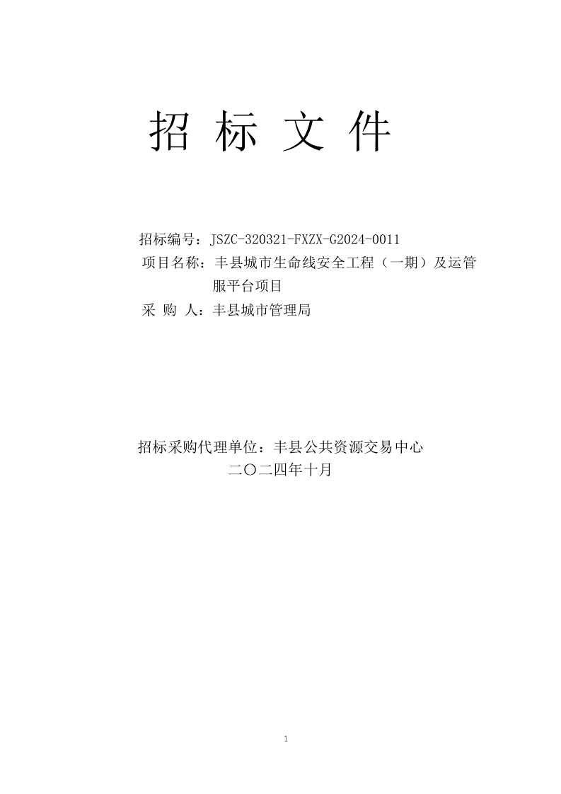1818万-江苏徐州丰县城市生命线安全工程（一期）及运管服平台项目公开招标公告