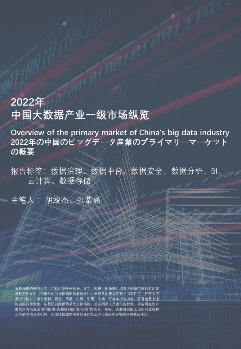 2022年中国大数据产业一级市场纵览-头豹研究院