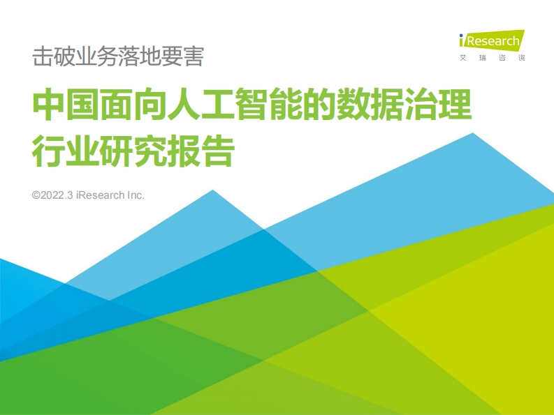 2022年中国面向人工智能的数据治理行业研究报告