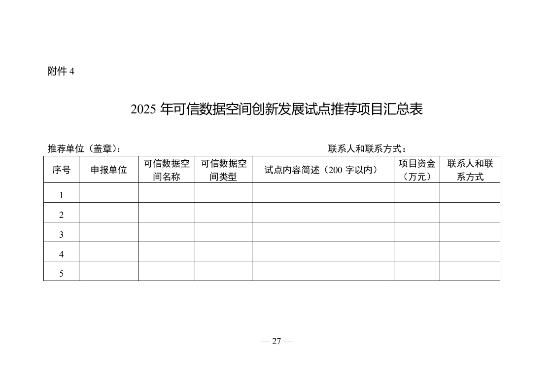 2025年可信数据空间创新发展试点推荐项目汇总表