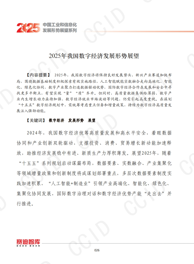 2025年我国数字经济发展形势展望-赛迪智库-2024-12