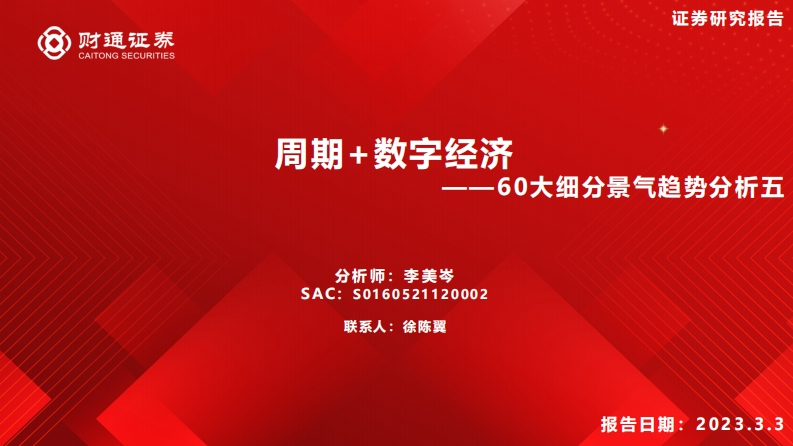 60大细分景气趋势分析五：周期-数字经济-20230303-财通证券-84页