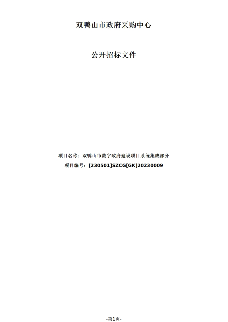 6351万双鸭山市数字政府建设项目系统集成部分