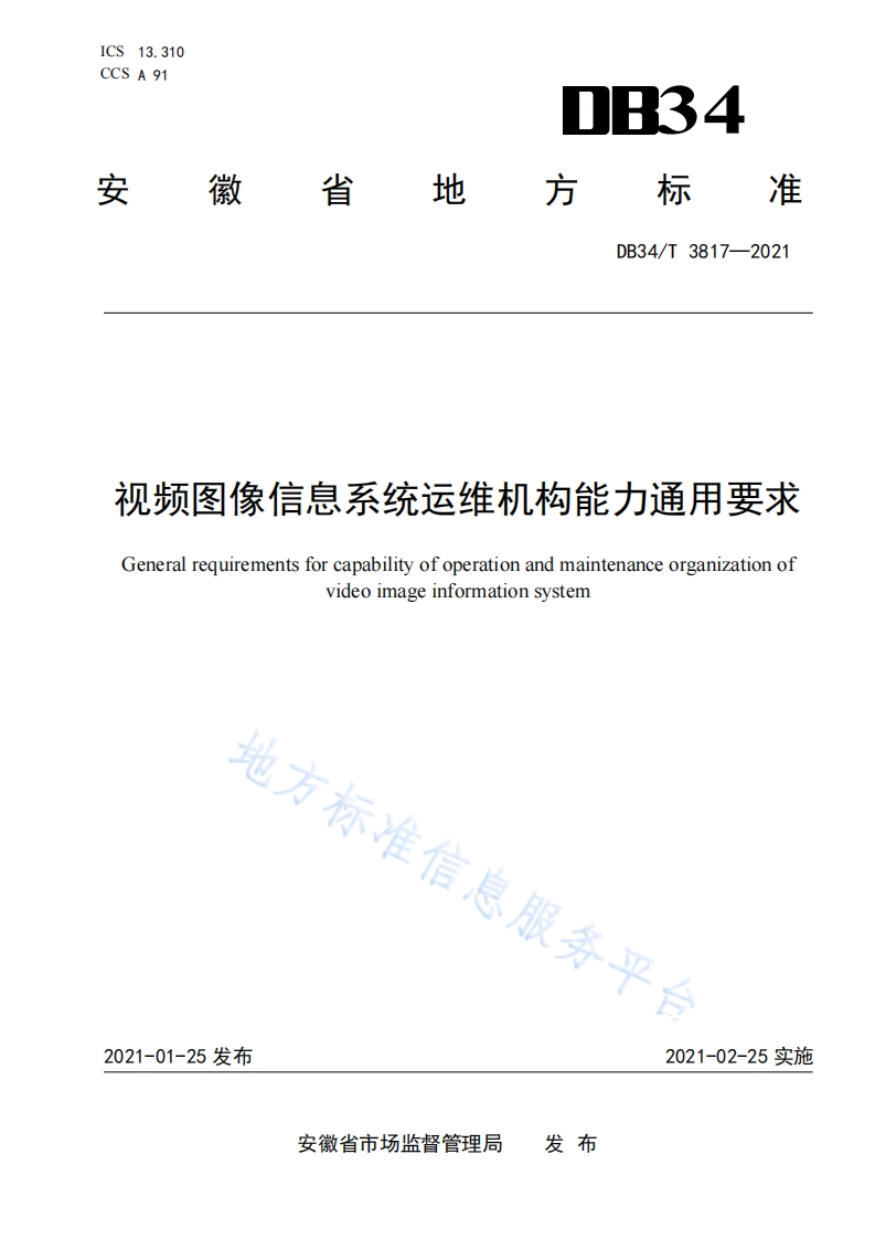 DB34_T-3817-2021-视频图像信息系统运维机构能力通用要求