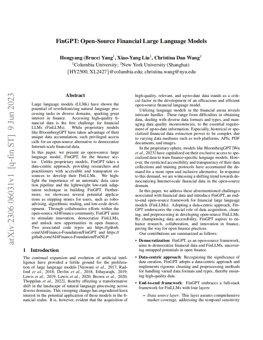 FinGPT-Open-Source-Financial-Large-Language-Models