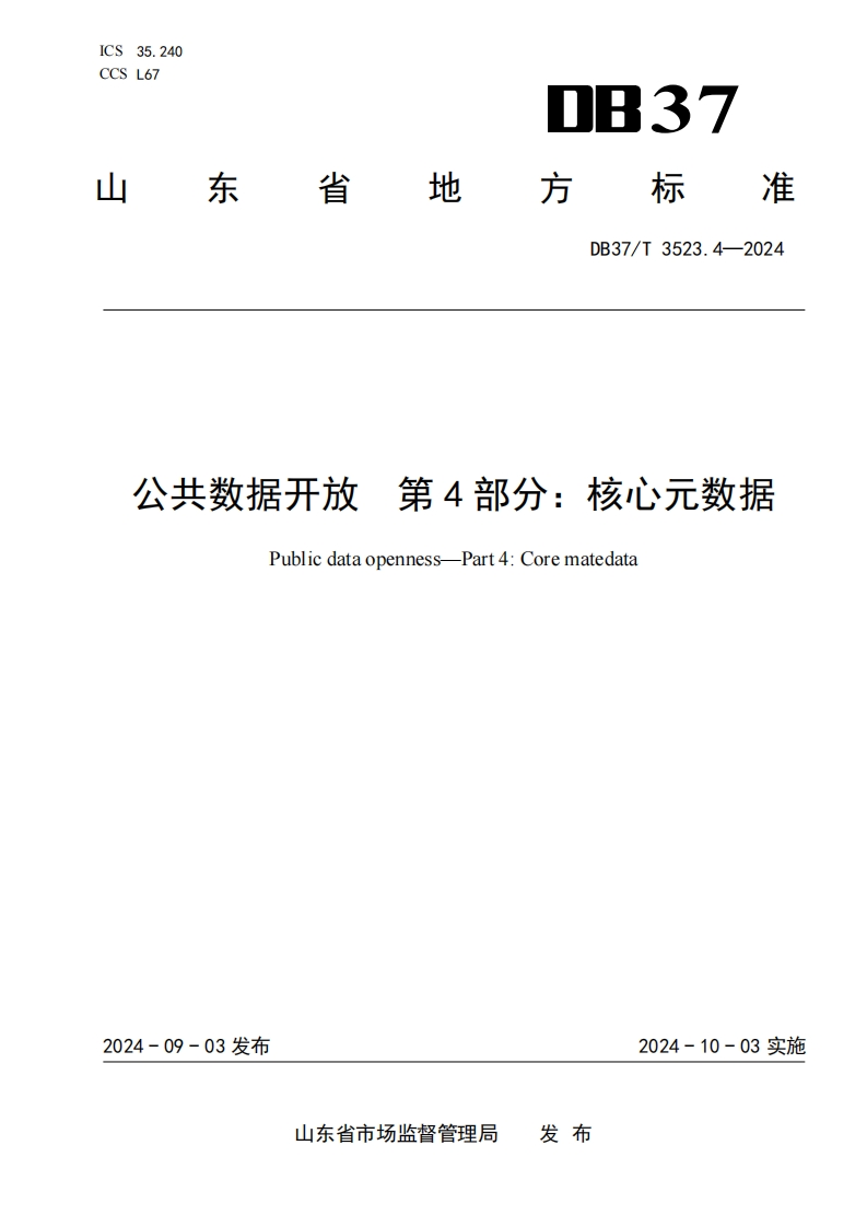 公共数据开放-第4部分：核心元数据