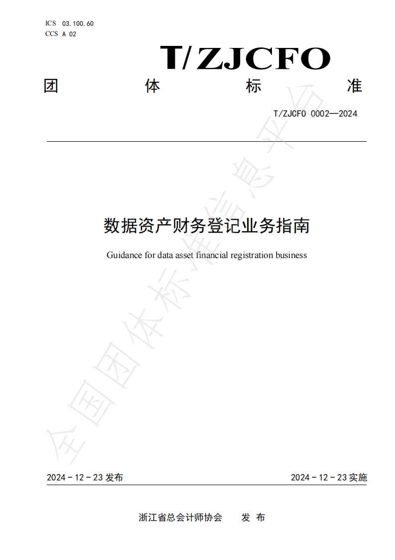 团体标准《数据资产-财务登记业务指南》