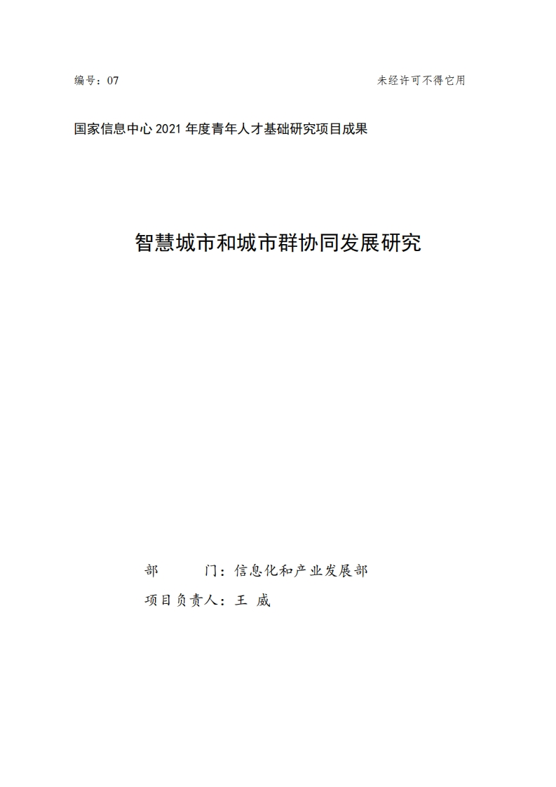 国家信息中心：智慧城市和城市群协同发展研究