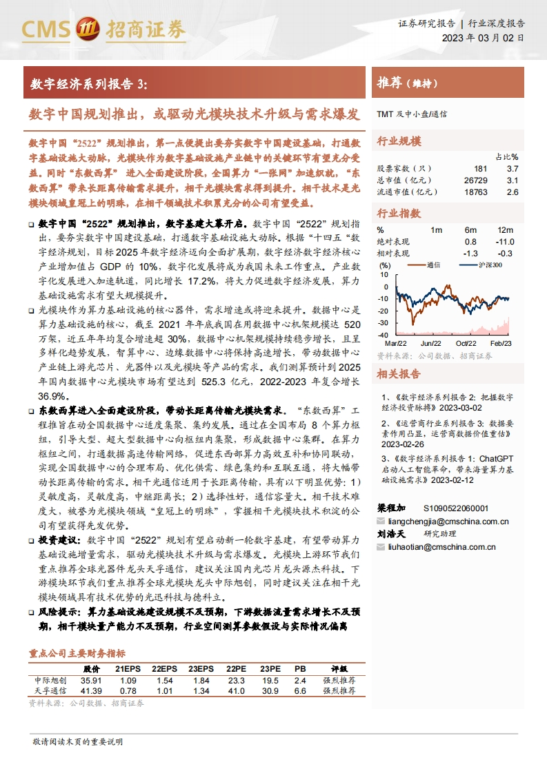 数字中国规划推出，或驱动光模块技术升级与需求爆发-20230302-招商证券-31页
